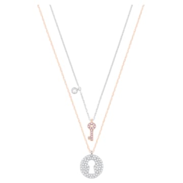 Crystal Wishes pendant, Set (2), Key, Pink, Mixed metal finish - Swarovski, 5529570