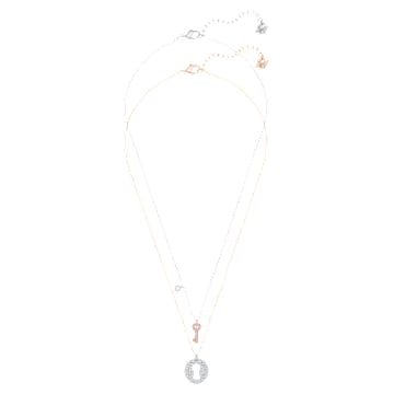Crystal Wishes pendant, Set (2), Key, Pink, Mixed metal finish - Swarovski, 5529570