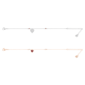 Crystal Wishes 手鏈, 套裝 (2), 心形, 紅色, 多種金屬潤飾 - Swarovski, 5529600