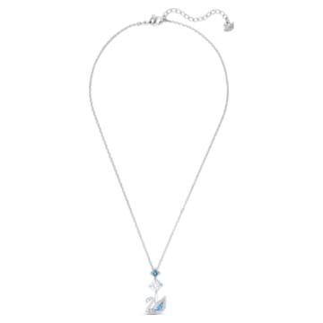 Collar Dazzling Swan, Cisne, Azul, Baño de rodio - Swarovski, 5530625