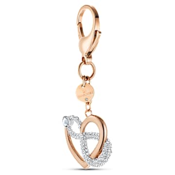 Infinite bag charm, Infinity and heart, White, Mixed metal finish - Swarovski, 5530885