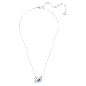 Collar Dancing Swan, Cisne, Azul, Baño de rodio - Swarovski, 5533397