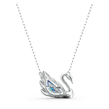 Dancing Swan 項鏈, 天鵝, 藍色, 鍍白金色 - Swarovski, 5533397
