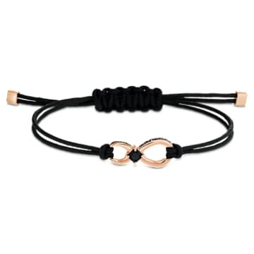 Swarovski Infinity Bracelet, Black, Rose-gold tone plated Swarovski Infinity Bracelet, Black, Rose-gold tone plated