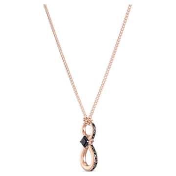 Swarovski Infinity pendant, Infinity, Black, Rose gold-tone plated - Swarovski, 5533722
