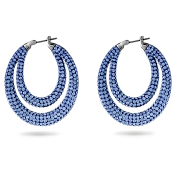 Tigris hoop earrings, Blue, Ruthenium plated - Swarovski, 5534514