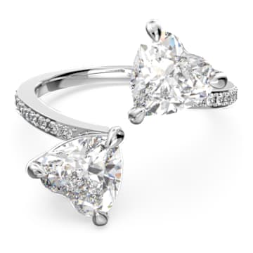 Mesmera Attract open ring, Heart, White, Rhodium plated | Swarovski