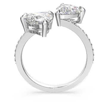 Otwarty pierścionek Attract Soul, Serce, Biały, Powłoka z rodu - Swarovski, 5535193