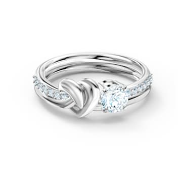 Lifelong Heart ring, Heart, White, Rhodium plated - Swarovski, 5535402