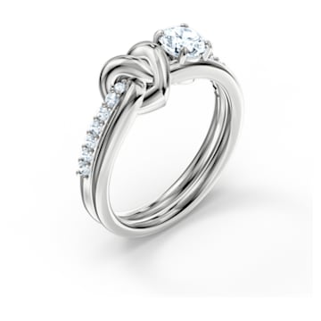 Lifelong Heart ring, Heart, White, Rhodium plated - Swarovski, 5535409