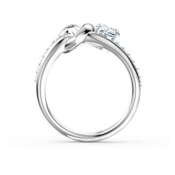 Lifelong Heart ring, Heart, White, Rhodium plated - Swarovski, 5535411