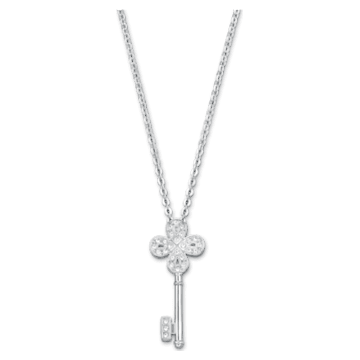 Μενταγιόν Noble Key, Κλειδί, Λευκό, Επιμετάλλωση ροδίου - Swarovski, 5535524