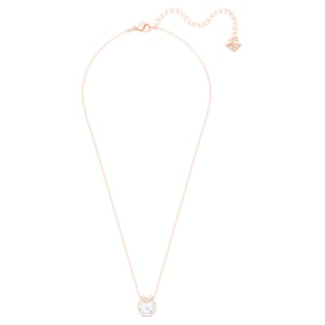 Bella V pendant, Round cut, White, Rose gold-tone plated - Swarovski, 5535528