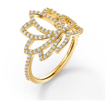 Swarovski Symbolic ring, Lotus, White, Gold-tone plated - Swarovski, 5535599
