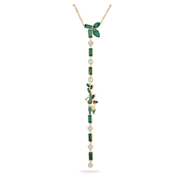 Beautiful Earth by Susan Rockefeller Y necklace, Panda and bamboo, Green, Gold-tone plated - Swarovski, 5535890