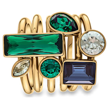 Beautiful Earth by Susan Rockefeller ring, Set (6), Mixed cuts, Bamboo, Multicoloured, Gold-tone plated - Swarovski, 5535895