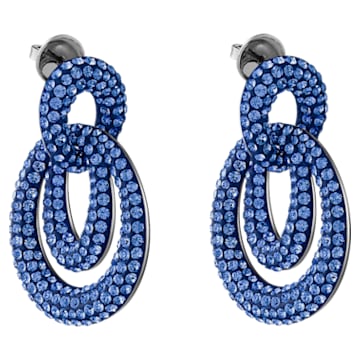 Tigris earrings, Blue, Ruthenium plated - Swarovski, 5535899