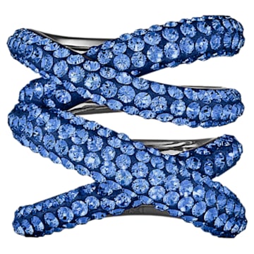 Tigris wide ring, Blue, Ruthenium plated - Swarovski, 5535905