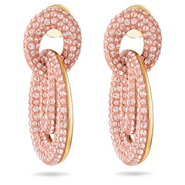 Tigris drop earrings, Pink, Gold-tone plated - Swarovski, 5535908