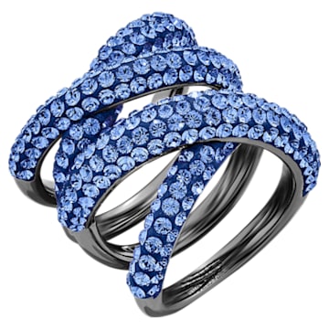 Tigris wide ring, Blue, Ruthenium plated - Swarovski, 5535952
