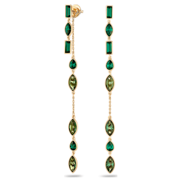 Beautiful Earth by Susan Rockefeller Pierced Earring Jackets, Long, Green, Gold-tone plated - Swarovski, 5535986