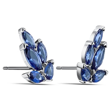 Louison Stud Pierced Earrings, Blue, Rhodium plated - Swarovski, 5536549