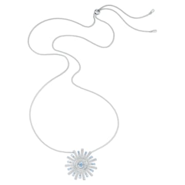 Sunshine necklace, Sun, Long, Blue, Rhodium plated - Swarovski, 5536731
