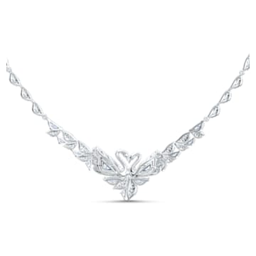 Dancing Swan necklace, Swan, White, Rhodium plated - Swarovski, 5536766