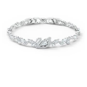 Dancing Swan bracelet, Swan, White, Rhodium plated - Swarovski, 5536767