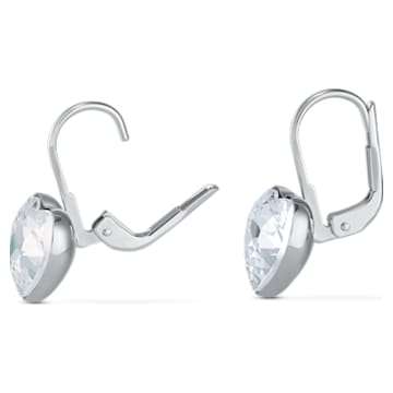 Bella drop earrings, Heart, White, Rhodium plated - Swarovski, 5537903