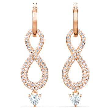 Swarovski Infinity earrings, Infinity, White, Rose-gold tone plated - Swarovski, 5537911