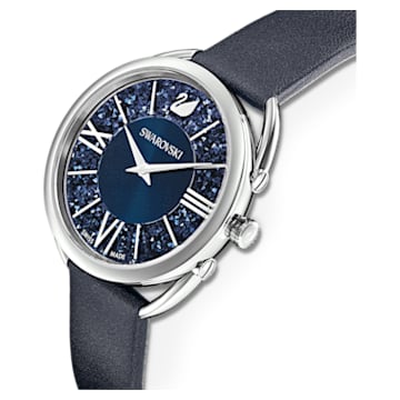 Crystalline Glam watch, Leather strap, Blue, Stainless steel - Swarovski, 5537961