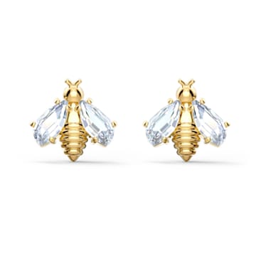 Eternal Flower stud earrings, White, Gold-tone plated - Swarovski, 5538087