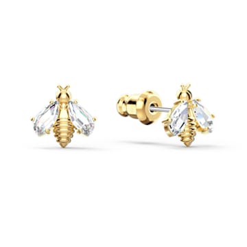 Eternal Flower stud earrings, White, Gold-tone plated - Swarovski, 5538087