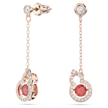 Full Blessing earrings, Hulu, Red, Rose-gold tone plated - Swarovski, 5539895