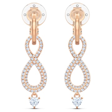 Swarovski Infinity clip earrings, Infinity, White, Rose gold-tone plated - Swarovski, 5543705