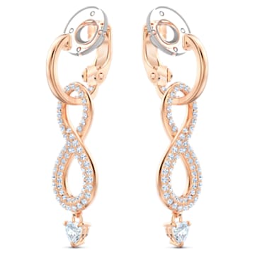 Swarovski Infinity clip earrings, Infinity, White, Rose gold-tone plated - Swarovski, 5543705