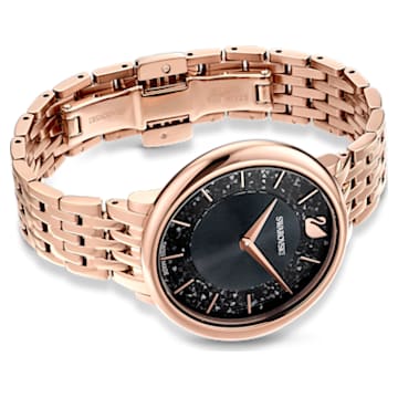 Crystalline Chic watch, Metal bracelet, Black, Rose gold-tone finish - Swarovski, 5544587