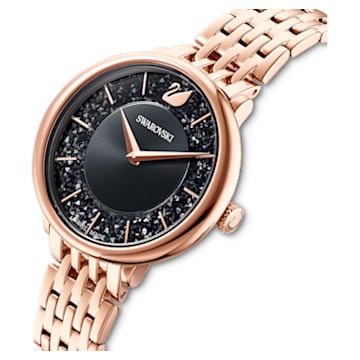 Zegarek Crystalline Chic, Swiss Made, Metalowa bransoleta, Czarny, Powłoka w odcieniu różowego złota - Swarovski, 5544587