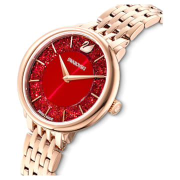 Crystalline Chic watch, Metal bracelet, Red, Rose gold-tone finish - Swarovski, 5547608