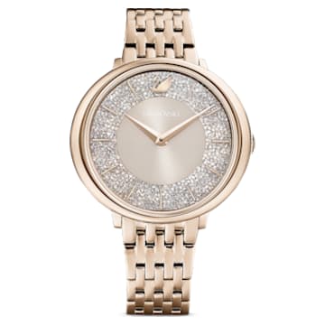 Crystalline Chic watch, Swiss Made, Metal bracelet, Grey, Champagne gold-tone finish - Swarovski, 5547611