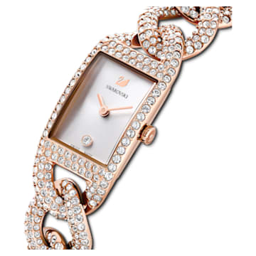 Cocktail horloge, Volledig pavé, Metalen armband, Roségoudkleurig, Roségoudkleurige afwerking - Swarovski, 5547614