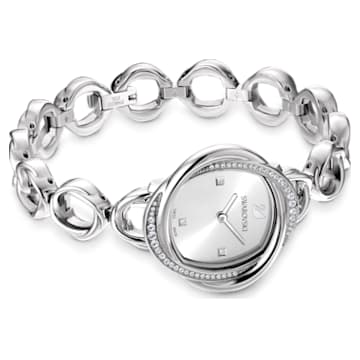 Crystal Flower watch, Swiss Made, Metal bracelet, Silver tone, Stainless steel - Swarovski, 5547622