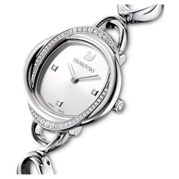 Crystal Flower watch, Swiss Made, Metal bracelet, Silver tone, Stainless steel - Swarovski, 5547622