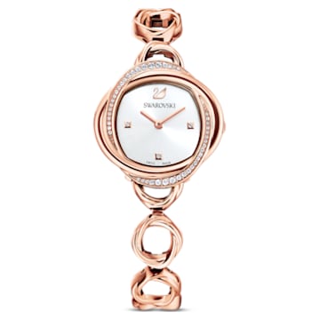 Crystal Flower Uhr, Schweizer Produktion, Metallarmband, Roséfarben, Roségoldfarbenes Finish - Swarovski, 5547626