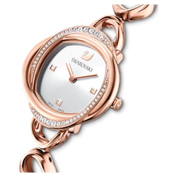 Relógio Crystal Flower, Pulseira de metal, Tom ouro rosa, Acabamento em rosa dourado - Swarovski, 5547626