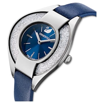 Crystalline Sporty Uhr, Lederarmband, Blau, Edelstahl - Swarovski, 5547629