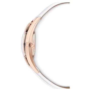 Crystalline Sporty horloge, Swiss Made, Lederen band, Wit, Roségoudkleurige afwerking - Swarovski, 5547635