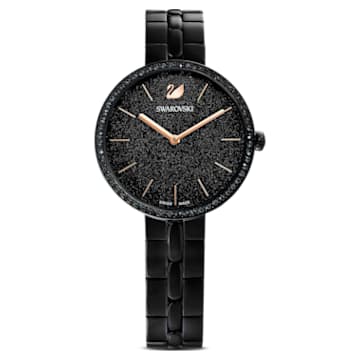 Cosmopolitan 腕表, 瑞士制造, 金属手链, 黑色, 黑色润饰 - Swarovski, 5547646