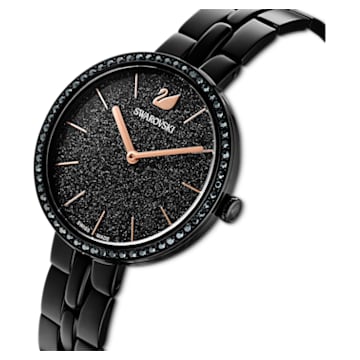 Ceas Cosmopolitan, Fabricat în Elveția, Brățară de metal, Negru, Finisaj negru - Swarovski, 5547646